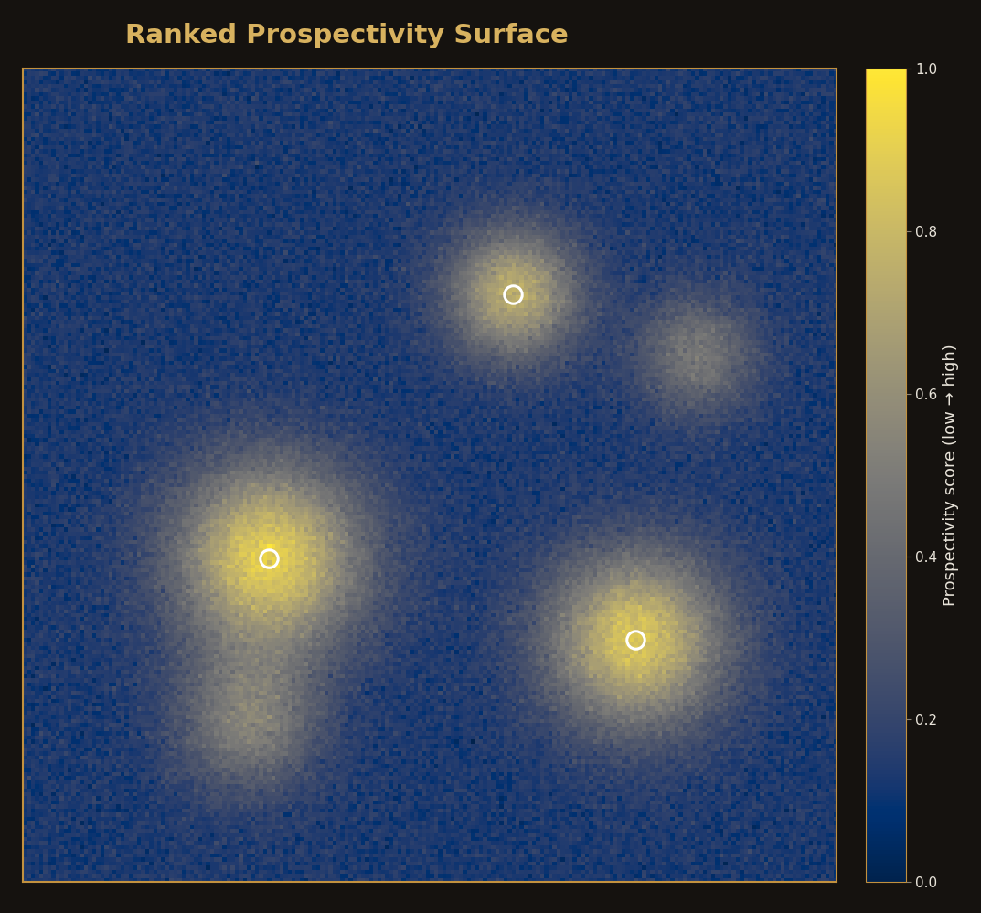 Ranked prospectivity surface