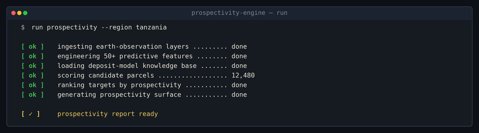 Prospectivity engine run